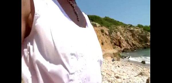 Joyce anal fucked on a beach in Spain